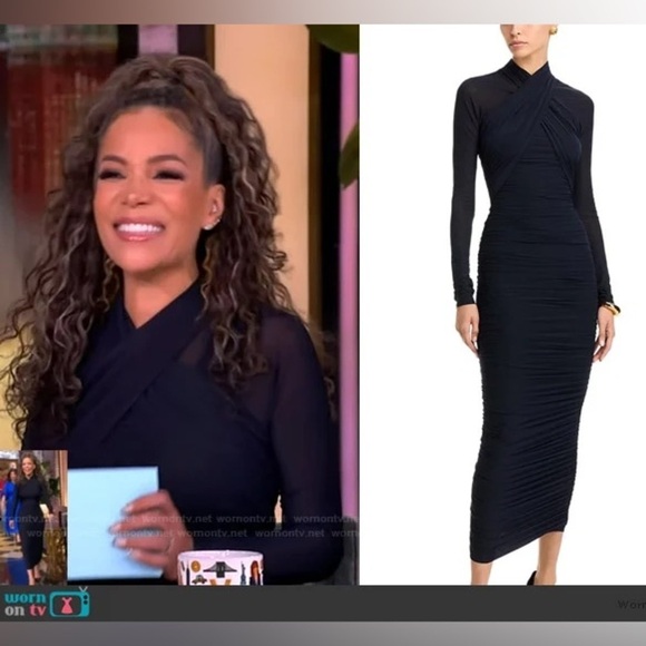 Ronny Kobo Collection Dresses & Skirts - Ronny Kobo Afra Ruched Bodycon Dress in Navy XS